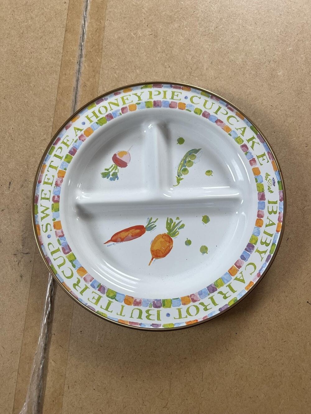 MacKenzie-Childs Baby Carrot Honeypie Cupcake Kids Divided Plate Multicolor